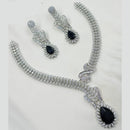 NAFJ Glamorous Rhodium Plated American Diamond Necklace Set