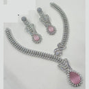 NAFJ Glamorous Rhodium Plated American Diamond Necklace Set