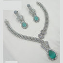 NAFJ Glamorous Rhodium Plated American Diamond Necklace Set