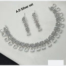 NAFJ Glamorous Rhodium Plated American Diamond Necklace Set
