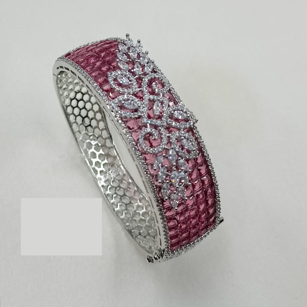 NAFJ Designer Rhodium Plated American Diamond Kada