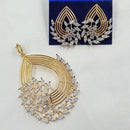 NAFJ Eternal Spark Gold Plated American Diamond Pendant Jewelry Set for Women & Girls