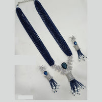NAFJ Radiant Sparkle American Diamond & Pearl Long Necklace Jewellery Set for Party & Ethnic Wear