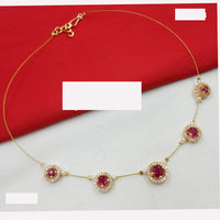 NAFJ Lightweight Floating Chain Crystal And Pearl Fancy Necklace Set For All Occassions