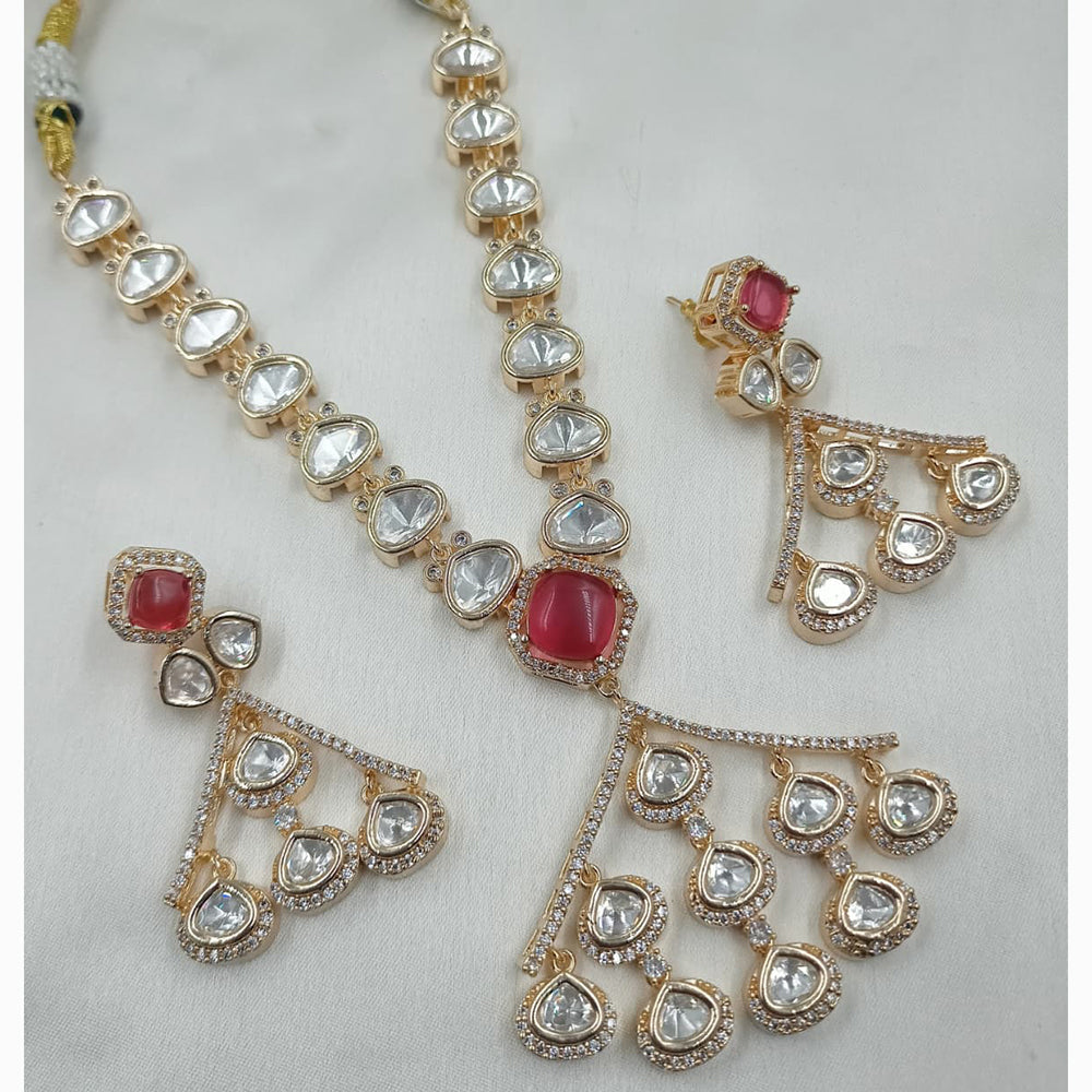 NAFJ Handcrafted Polki Kundan Long Necklace Set for Weddings and Festivals