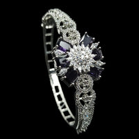 NAFJ Fashionable Rhodium Plated American Diamond Delicate Openable Bracelet