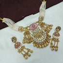 NAFJ Designer Pota Stone With Pearl Necklace Set