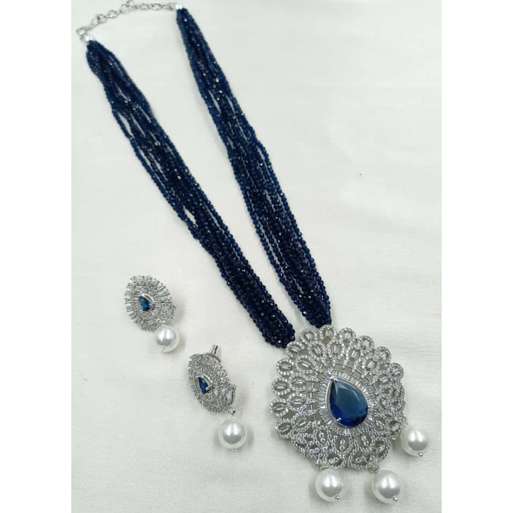 NAFJ Sparkling American Daimonds For Modern Elegance Long Necklace Set
