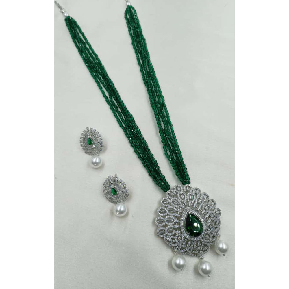 NAFJ Sparkling American Daimonds For Modern Elegance Long Necklace Set