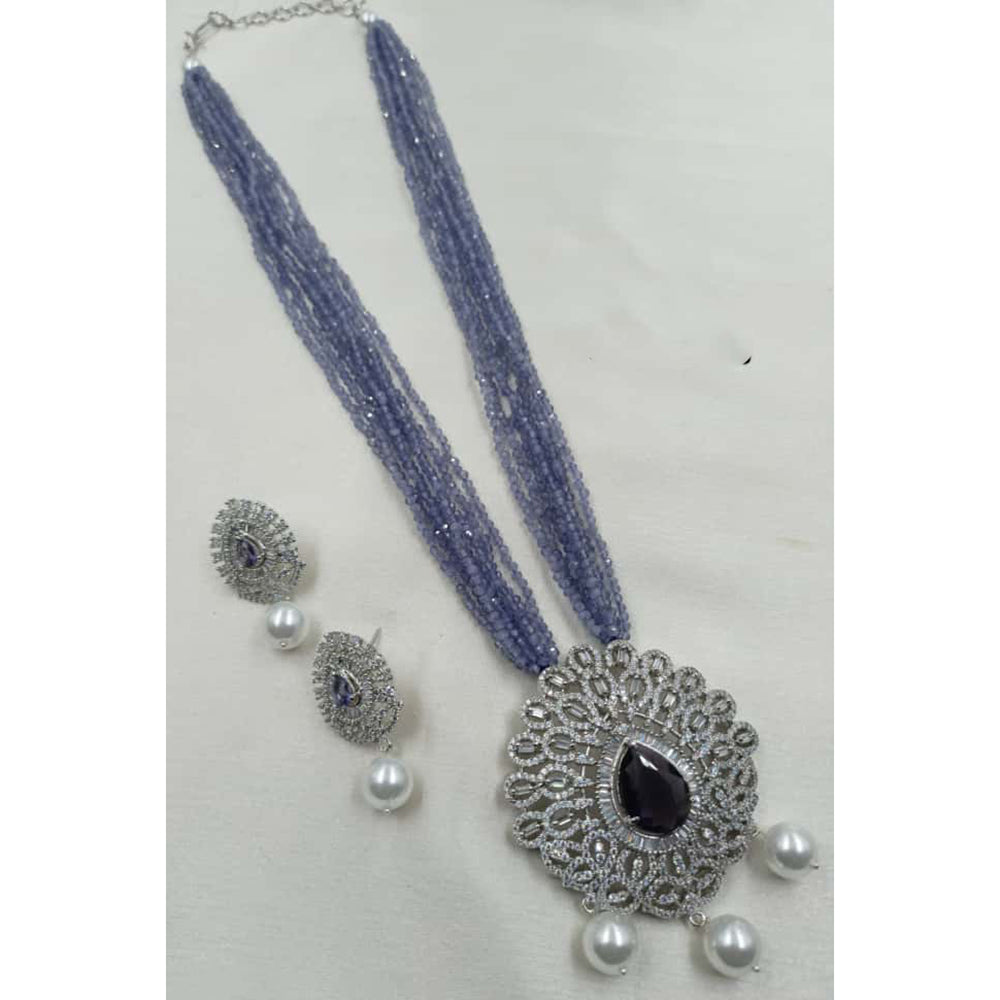 NAFJ Sparkling American Daimonds For Modern Elegance Long Necklace Set