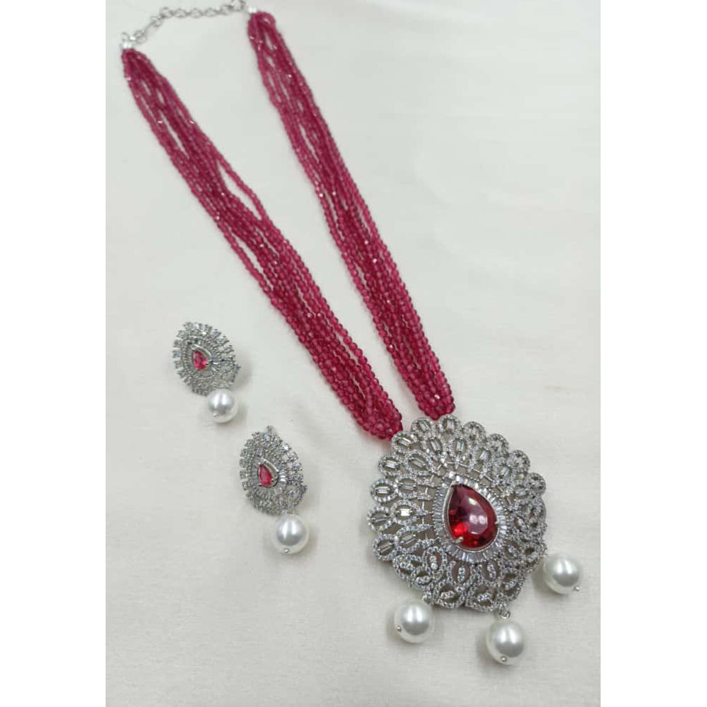 NAFJ Sparkling American Daimonds For Modern Elegance Long Necklace Set