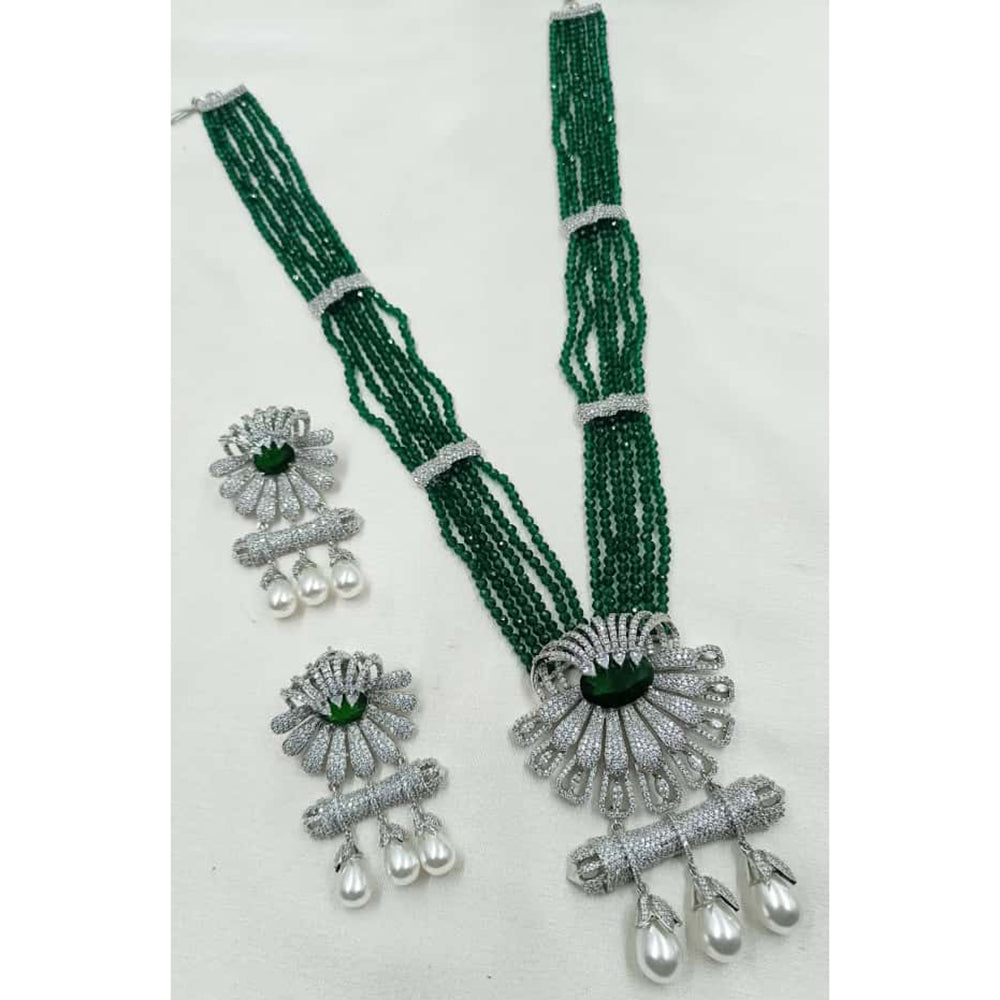 NAFJ Sparkling American Daimonds For Modern Elegance Long Necklace Set
