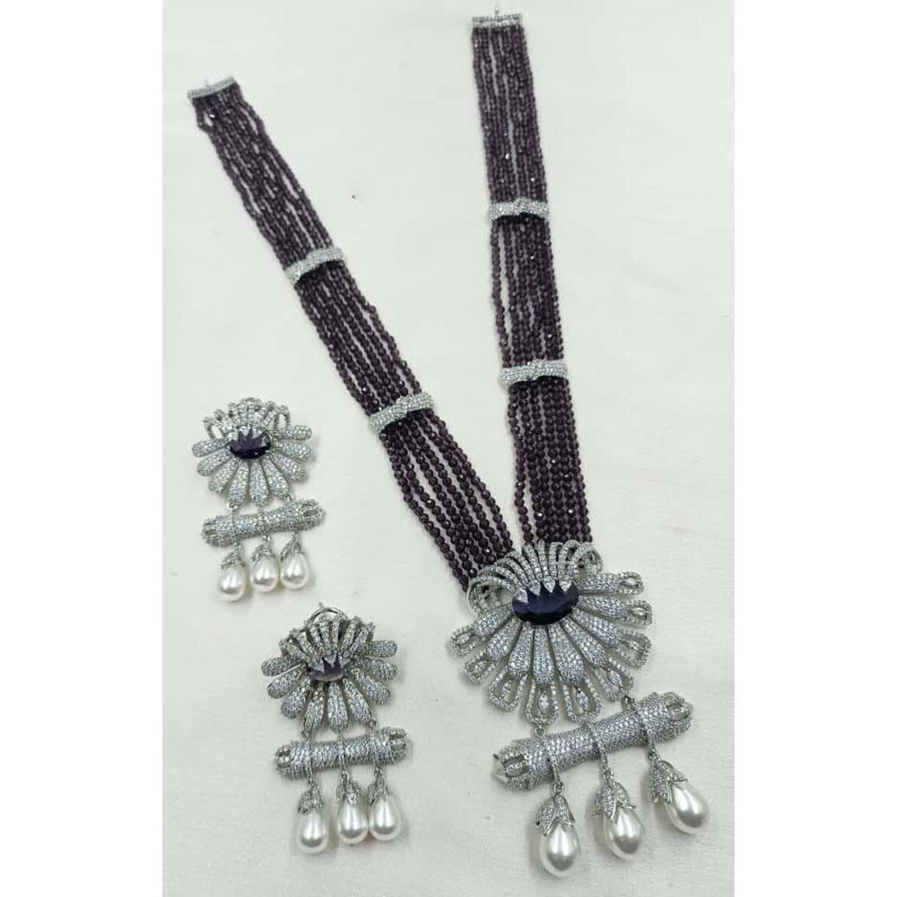 NAFJ Sparkling American Daimonds For Modern Elegance Long Necklace Set