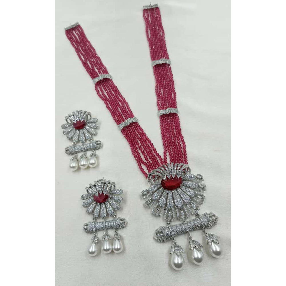 NAFJ Sparkling American Daimonds For Modern Elegance Long Necklace Set