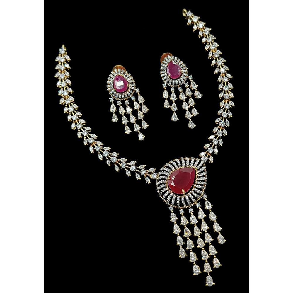 NAFJ Luxurious American Diamond Necklace Set