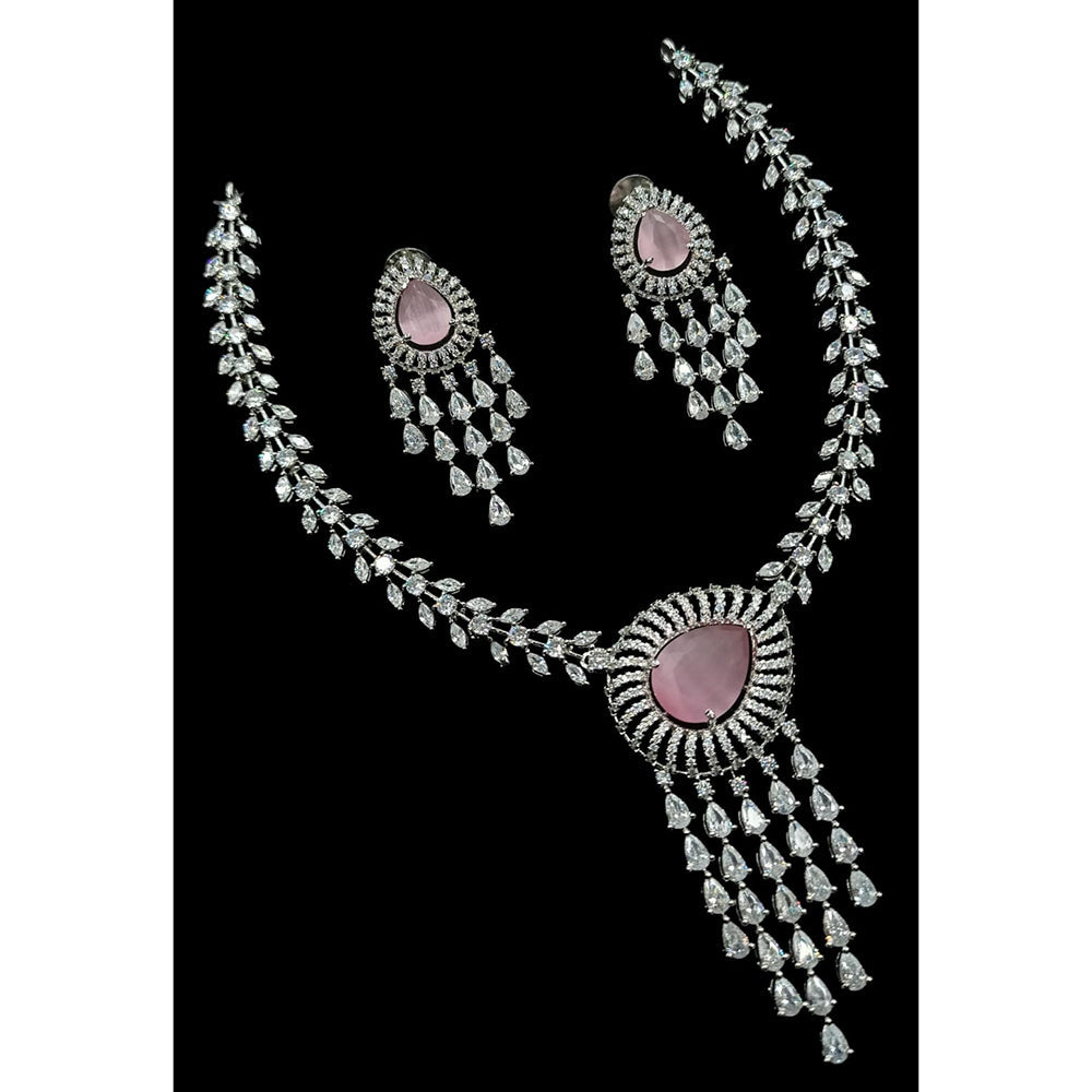 NAFJ Luxurious American Diamond Necklace Set