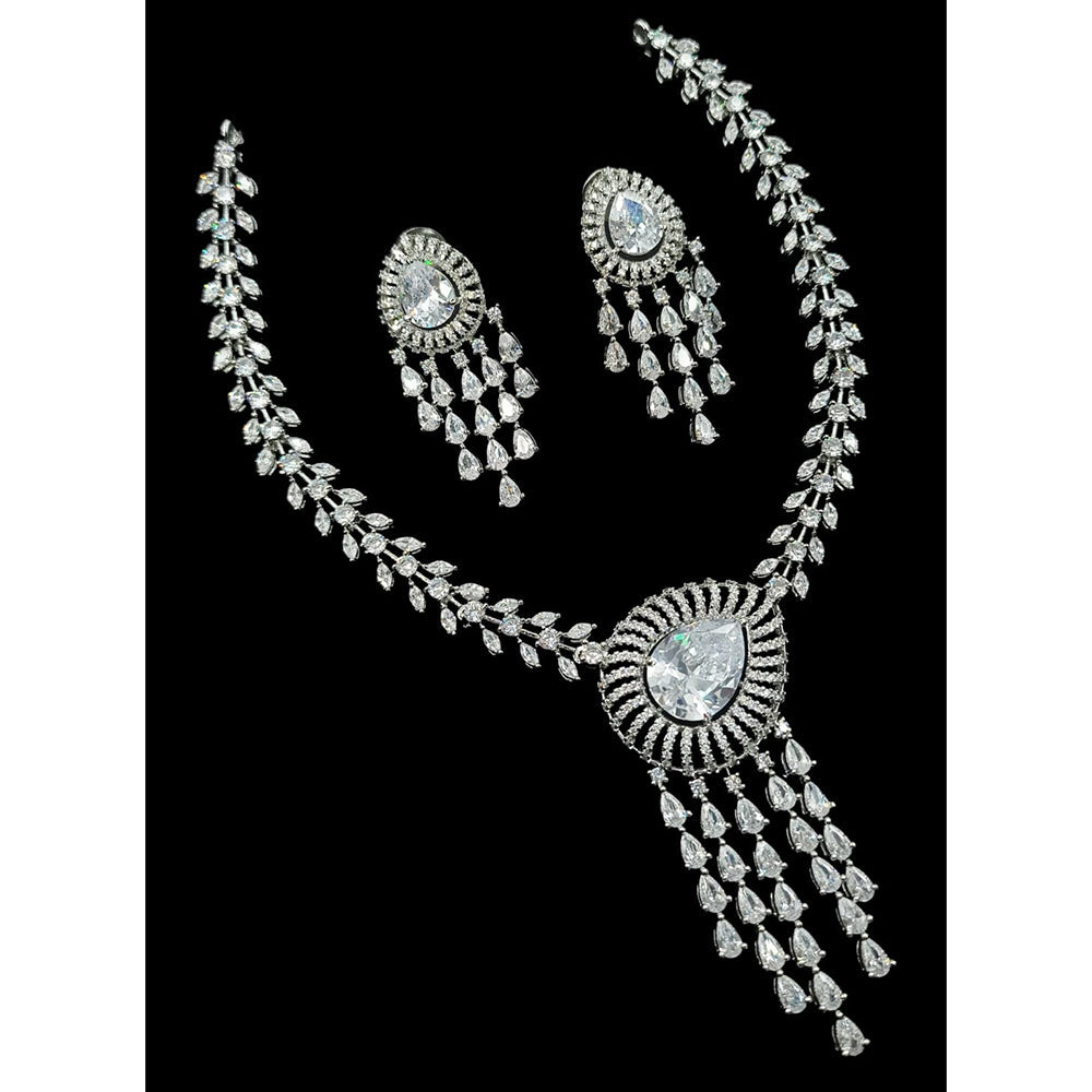 NAFJ Luxurious American Diamond Necklace Set