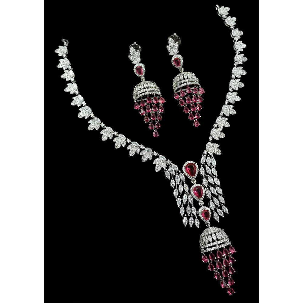 NAFJ Luxurious American Diamond Necklace Set