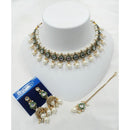 NAFJ Exquisite Kundan Stone And Pearl Meenakari Necklace Set