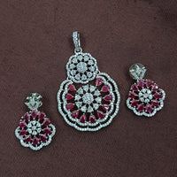 NAFJ Radiant Sparkle American Diamond Pendant Set
