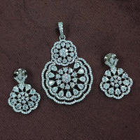 NAFJ Radiant Sparkle American Diamond Pendant Set