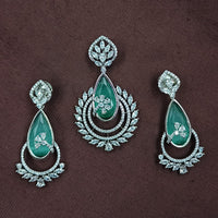 NAFJ Radiant Sparkle American Diamond Penndant Set