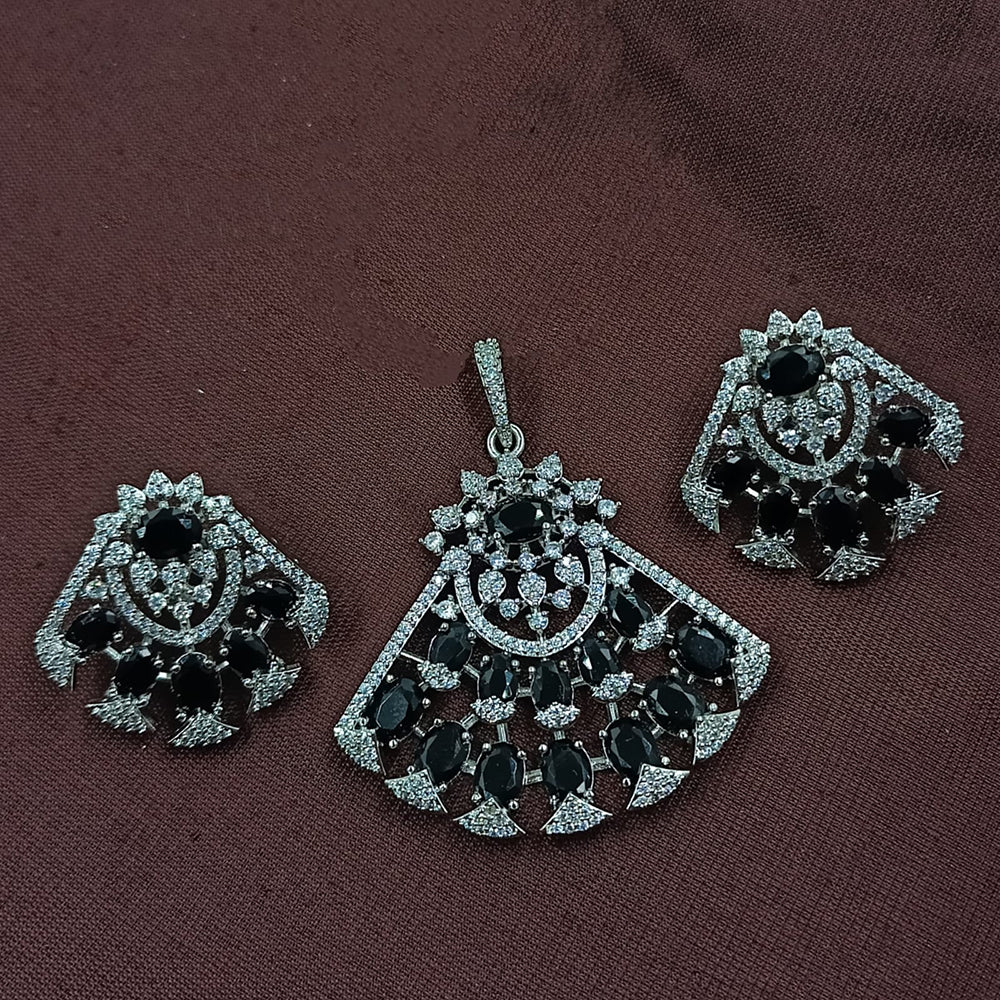 NAFJ Radiant Sparkle American Diamond Pendant Set