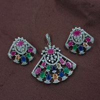 NAFJ Radiant Sparkle American Diamond Pendant Set