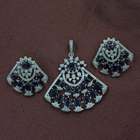 NAFJ Radiant Sparkle American Diamond Pendant Set