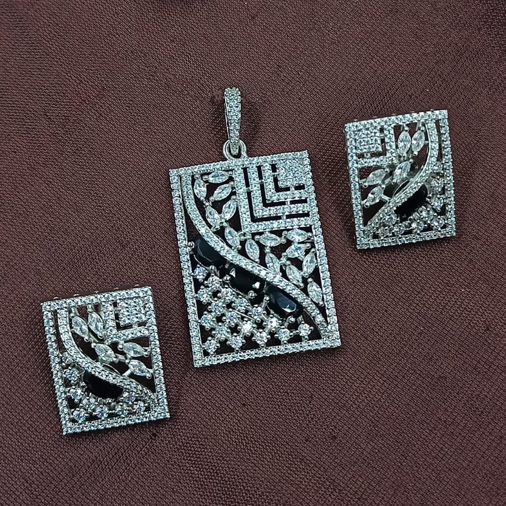 NAFJ Radiant Sparkle American Diamond Pendant Set