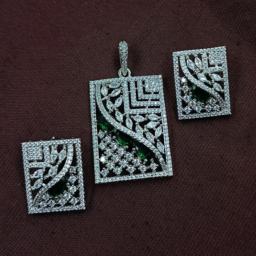 NAFJ Radiant Sparkle American Diamond Pendant Set