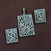 NAFJ Radiant Sparkle American Diamond Pendant Set