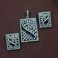 NAFJ Radiant Sparkle American Diamond Pendant Set