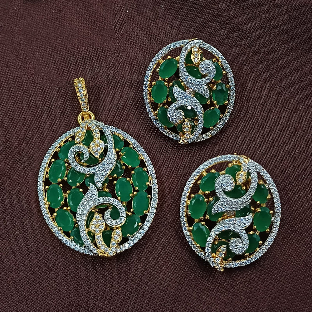 NAFJ Radiant Sparkle American Diamond Pendant Set