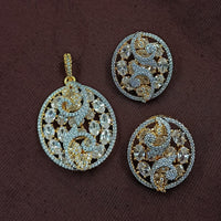 NAFJ Radiant Sparkle American Diamond Pendant Set