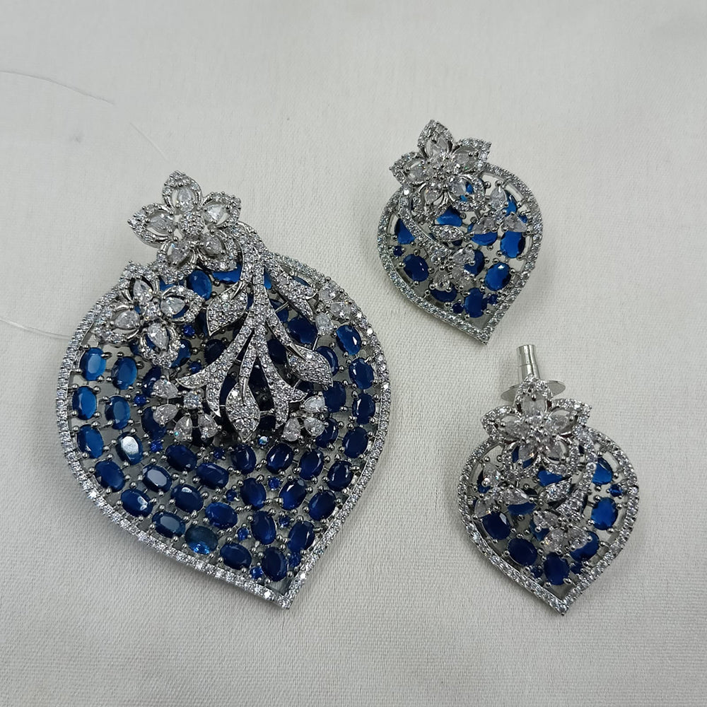 NAFJ Radiant Sparkle American Diamond Pendant Set