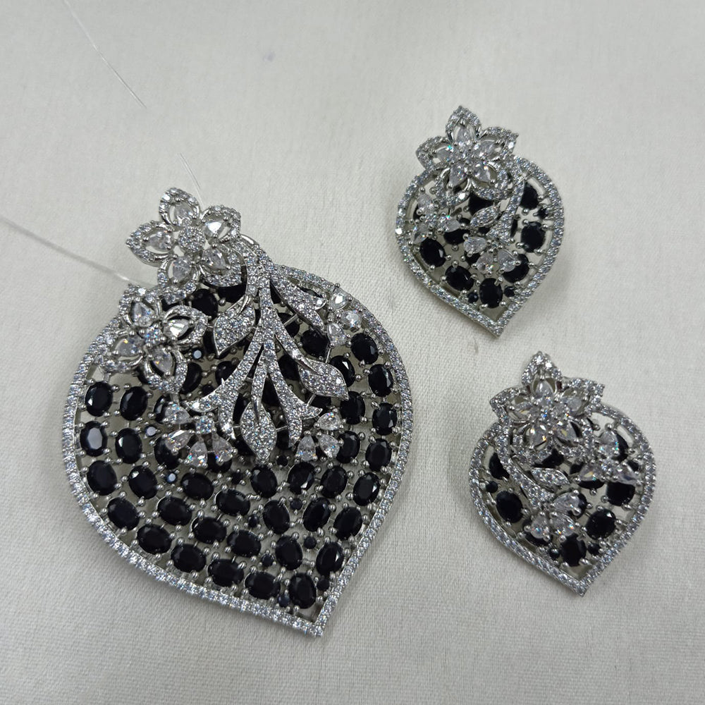 NAFJ Radiant Sparkle American Diamond Pendant Set