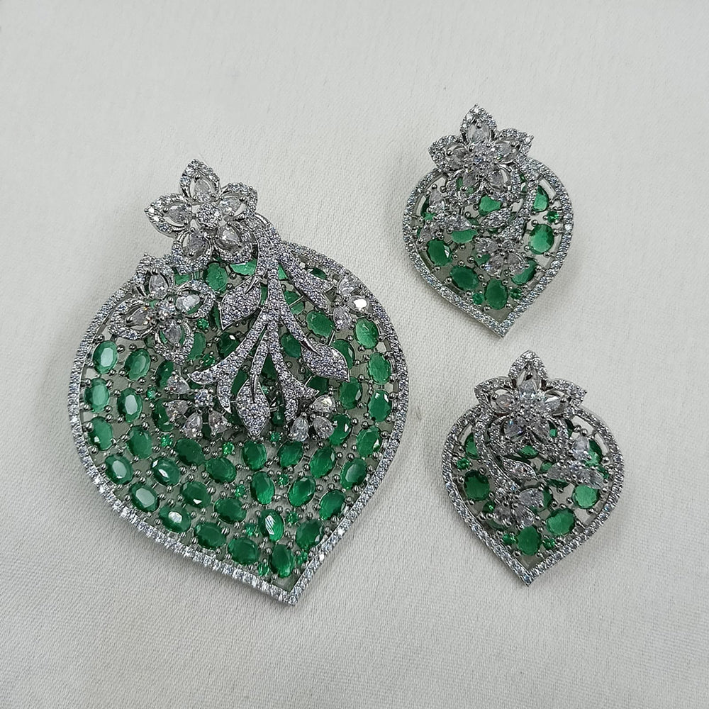 NAFJ Radiant Sparkle American Diamond Pendant Set