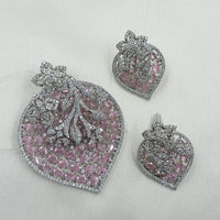 NAFJ Radiant Sparkle American Diamond Pendant Set