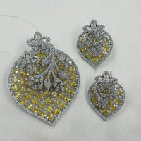 NAFJ Radiant Sparkle American Diamond Pendant Set