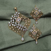 NAFJ Glamorous Spark American Diamond Pendant Jewellery Set