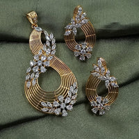 NAFJ Glamorous Spark American Diamond Pendant Jewellery Set