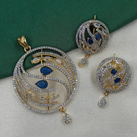 NAFJ Glamorous Spark American Diamond Pendant Jewellery Set