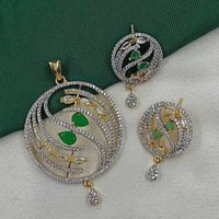 NAFJ Glamorous Spark American Diamond Pendant Jewellery Set
