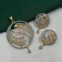 NAFJ Glamorous Spark American Diamond Pendant Jewellery Set