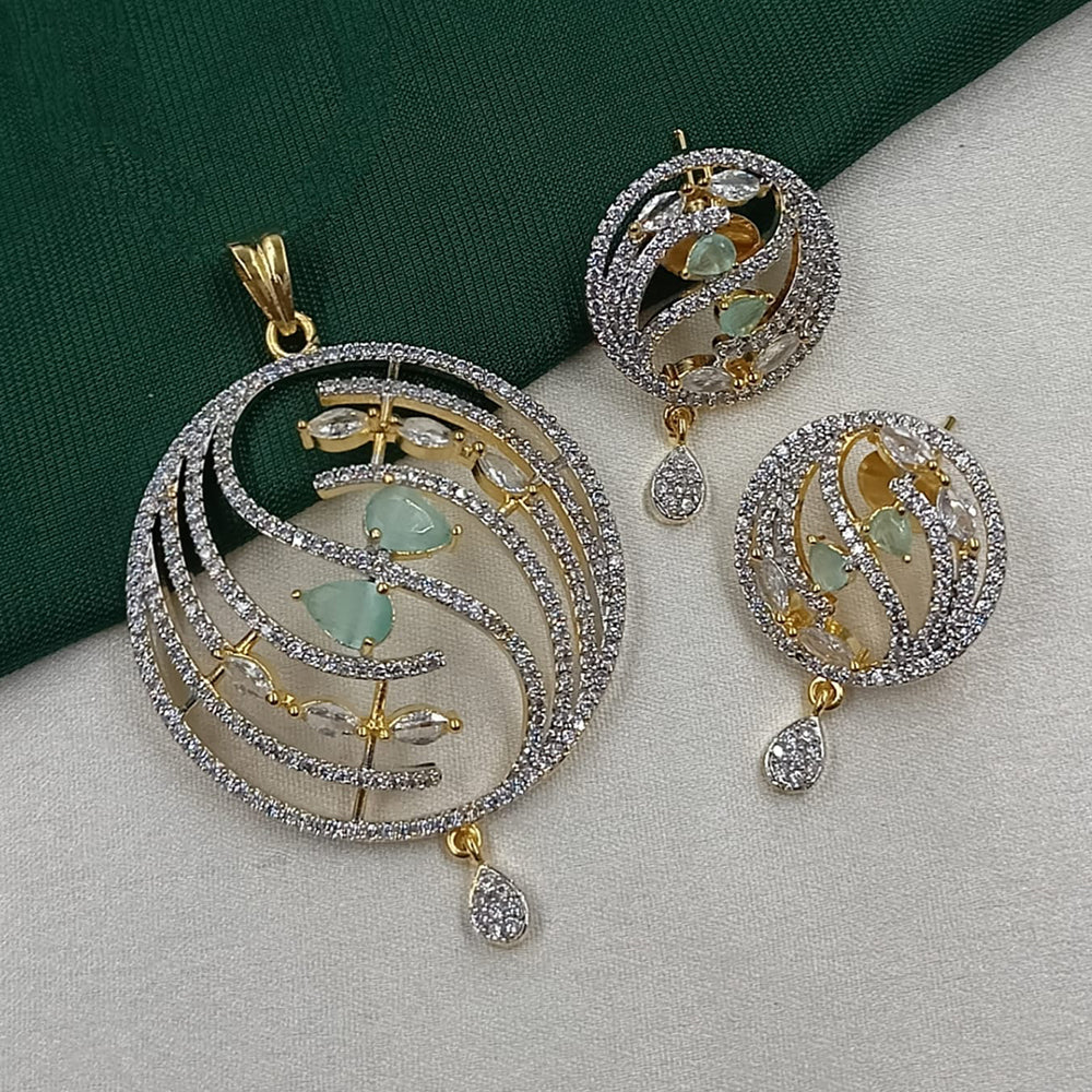 NAFJ Glamorous Spark American Diamond Pendant Jewellery Set