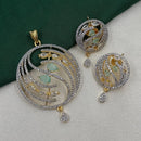 NAFJ Glamorous Spark American Diamond Pendant Jewellery Set