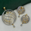 NAFJ Glamorous Spark American Diamond Pendant Jewellery Set