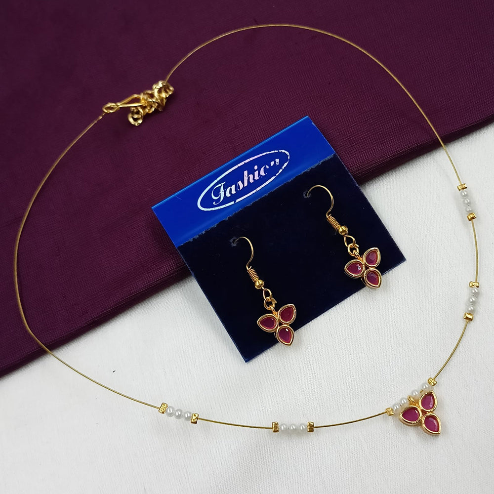 NAFJ Stylish Crystal Stone And Pearl Statement Necklace Set