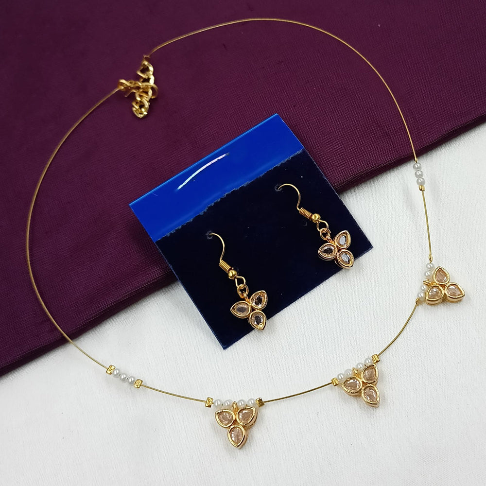 NAFJ Stylish Crystal Stone And Pearl Statement Necklace Set